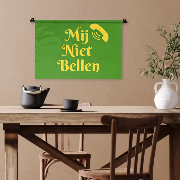 Mij niet bellen - Telefoon - Groen Wandkleed katoen klein -sfeer6
