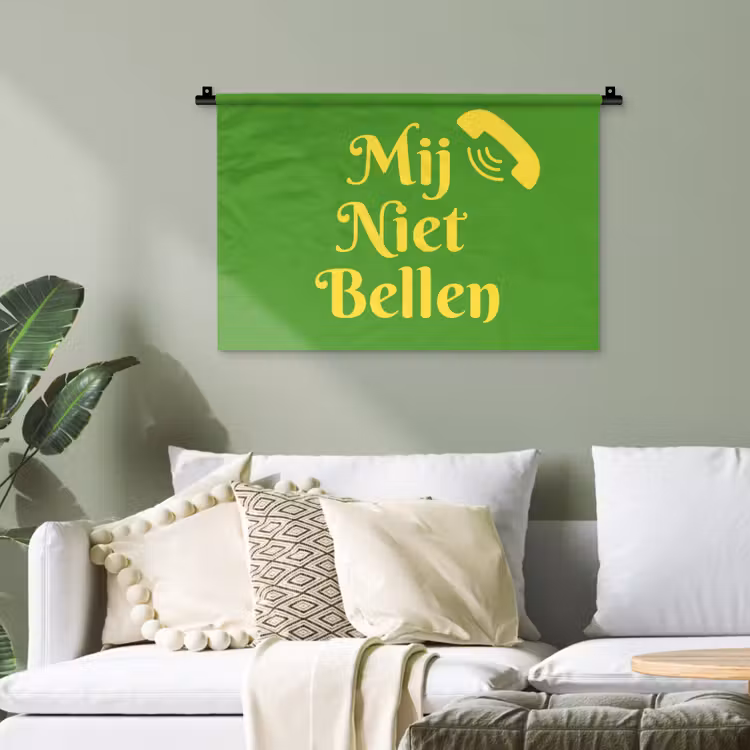 Mij niet bellen - Telefoon - Groen Wandkleed katoen klein -sfeer7