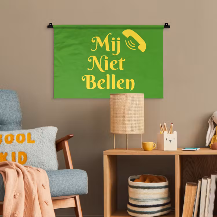 Mij niet bellen - Telefoon - Groen Wandkleed katoen klein -wsfeer4_kind