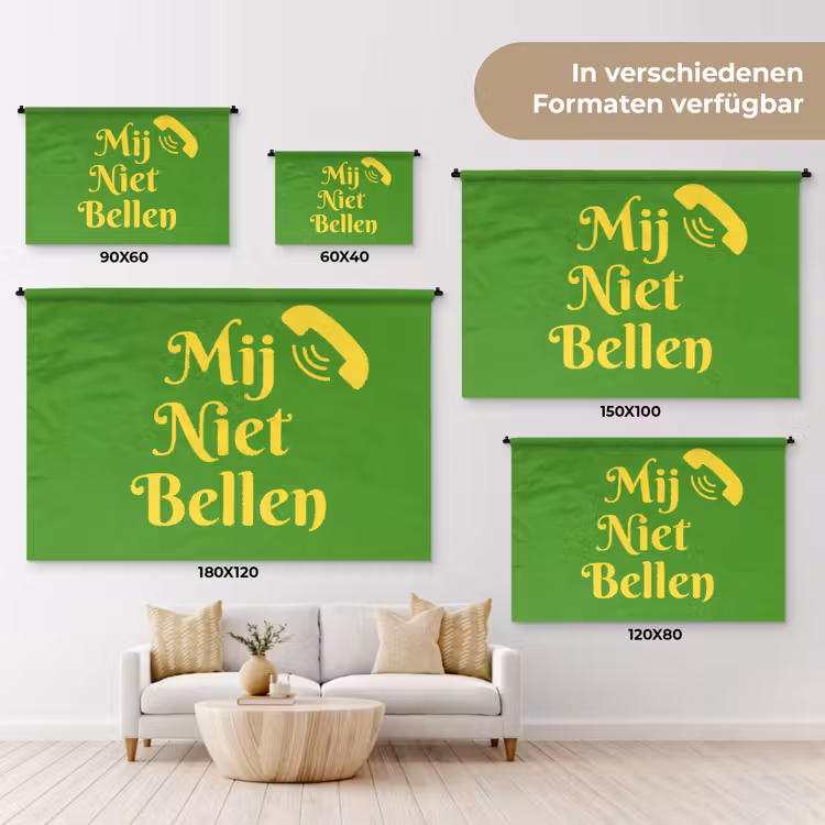 Mij niet bellen - Telefoon - Groen Wandkleed katoen klein -tsfeer8_DE