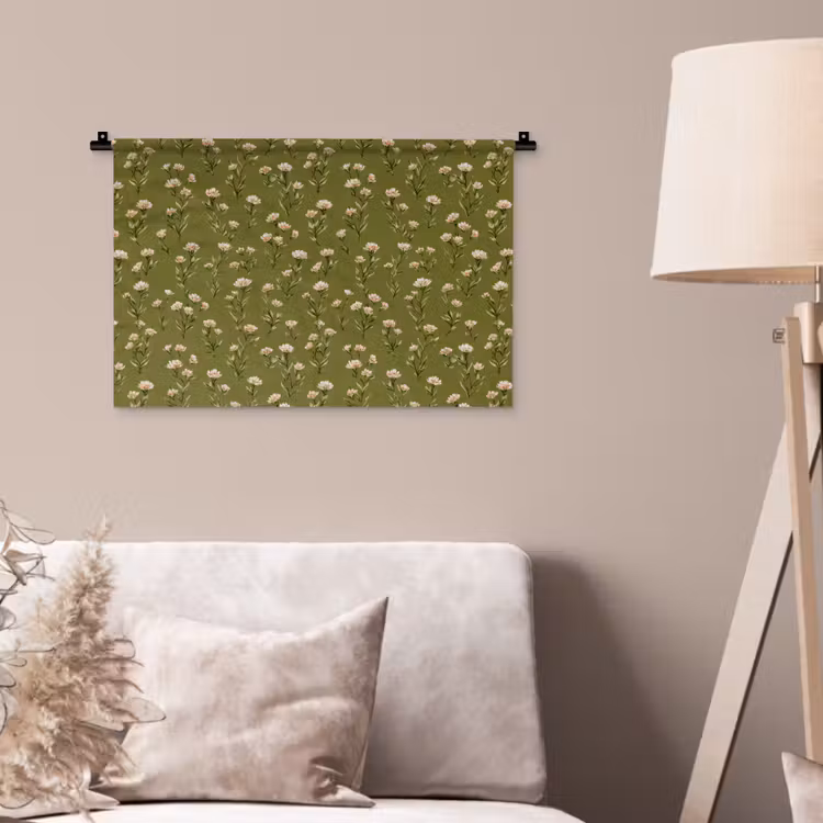 Landelijk - Bloemen -  Groen Wandkleed katoen klein 269 -sfeer4
