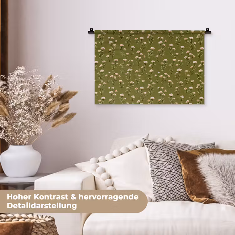 Landelijk - Bloemen -  Groen Wandkleed katoen klein 269 -tsfeer1_DE