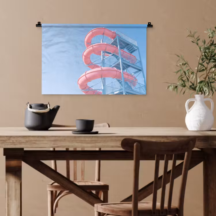 Glijbaan - Waterpark - Spiraal - Modern - Roze Wandkleed katoen klein -sfeer6