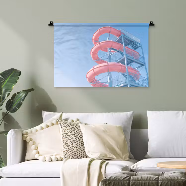 Glijbaan - Waterpark - Spiraal - Modern - Roze Wandkleed katoen klein -sfeer7