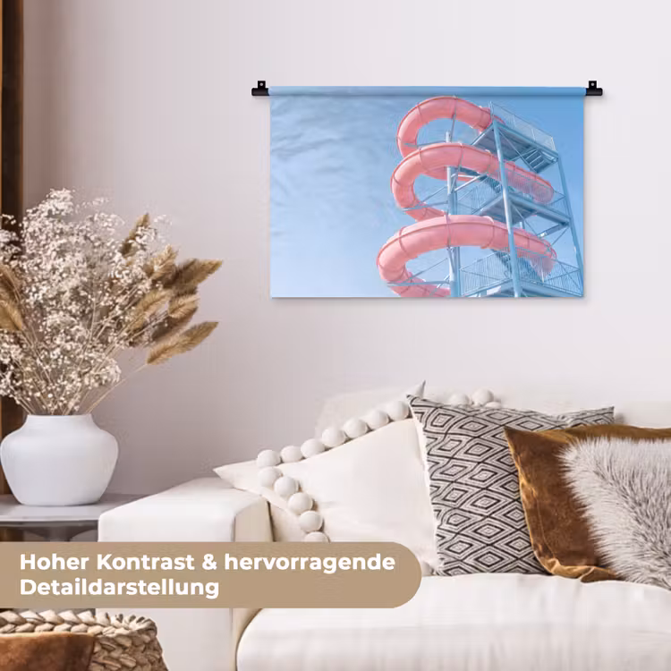 Glijbaan - Waterpark - Spiraal - Modern - Roze Wandkleed katoen klein -tsfeer1_DE
