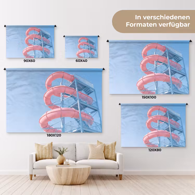 Glijbaan - Waterpark - Spiraal - Modern - Roze Wandkleed katoen klein -tsfeer8_DE