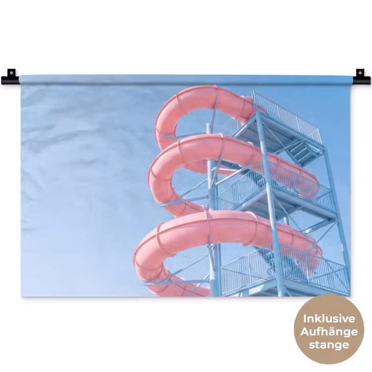 Glijbaan - Waterpark - Spiraal - Modern - Roze Wandkleed katoen klein -t3d_DE