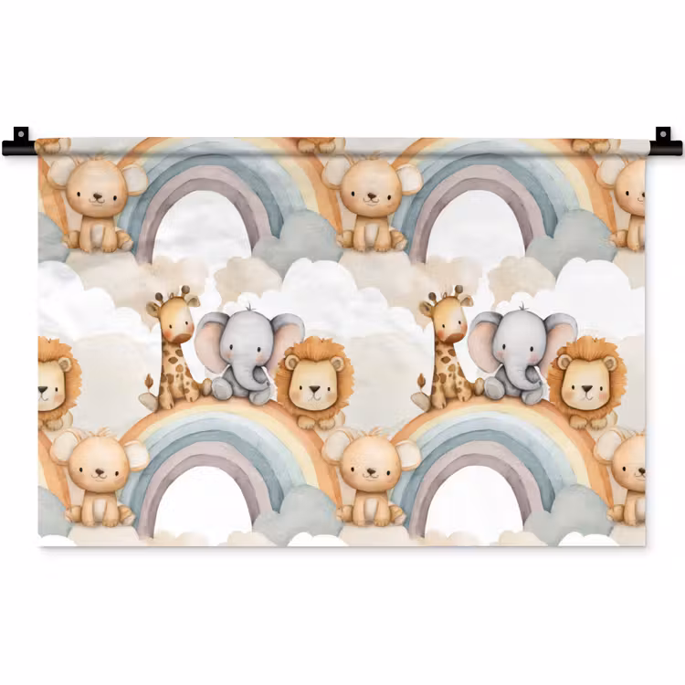Safari - Regenboog - Kleurrijk Wandkleed katoen klein 269 -zz3d
