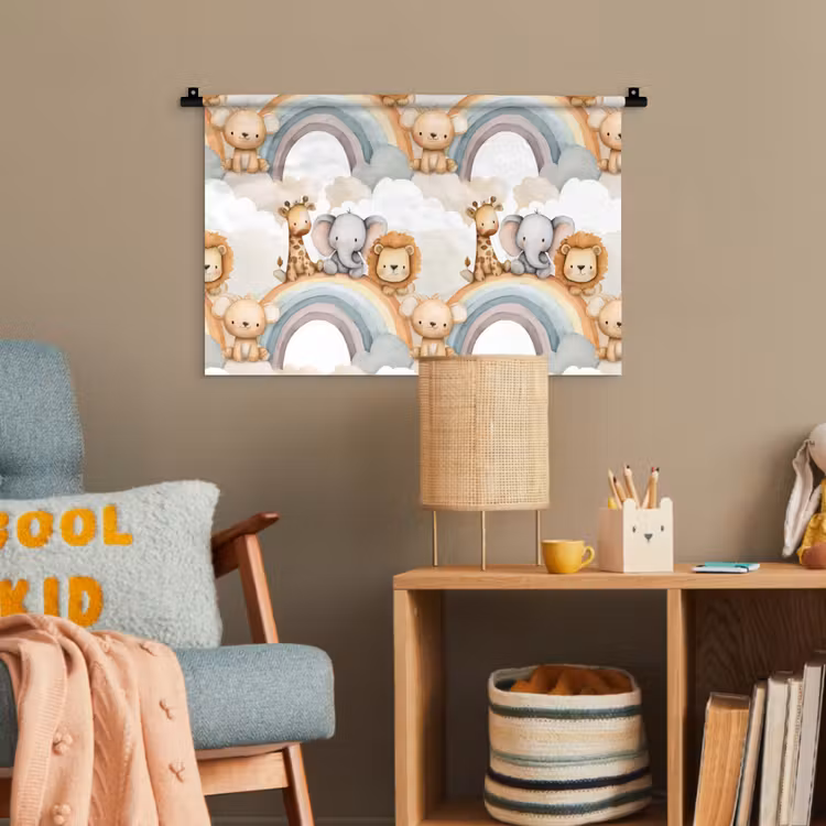 Safari - Regenboog - Kleurrijk Wandkleed katoen klein 269 -wsfeer4_kind