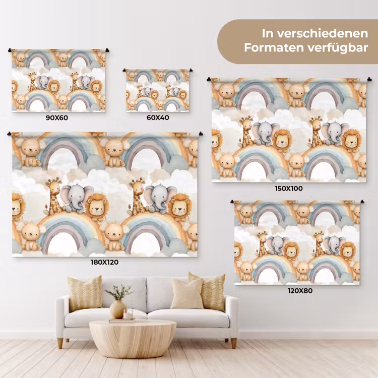 Safari - Regenboog - Kleurrijk Wandkleed katoen klein 269 -tsfeer8_DE