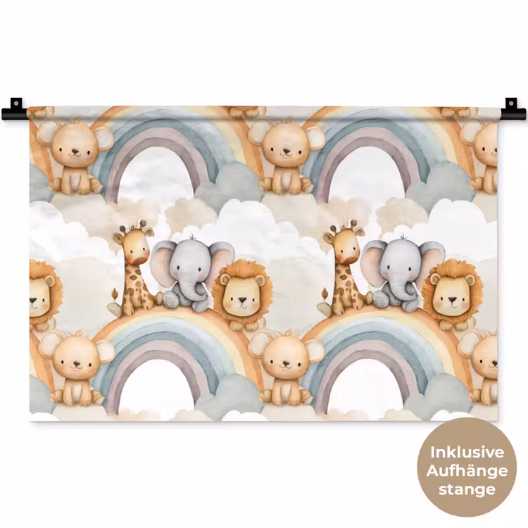 Safari - Regenboog - Kleurrijk Wandkleed katoen klein 269 -t3d_DE