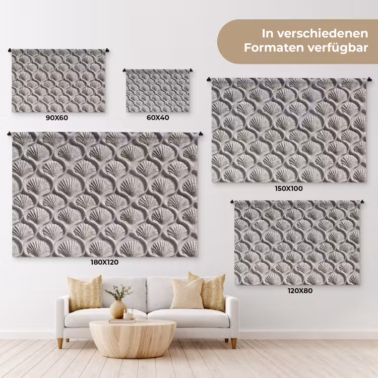 Zand - Schelpenvorm - Grijs Wandkleed katoen klein 269 -tsfeer8_DE