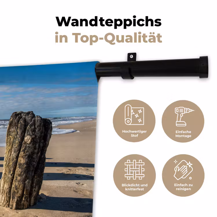 Zand - Strand - Paal - Water - Zomer Wandkleed katoen klein -tsfeer2_DE