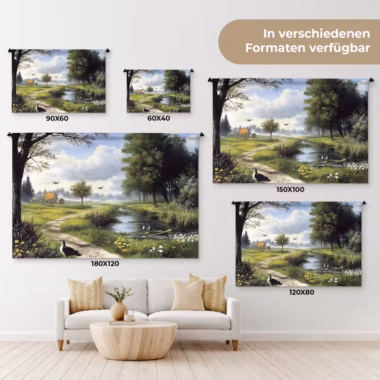 Zandpad - Groen landschap - Water Wandkleed katoen klein -tsfeer8_DE