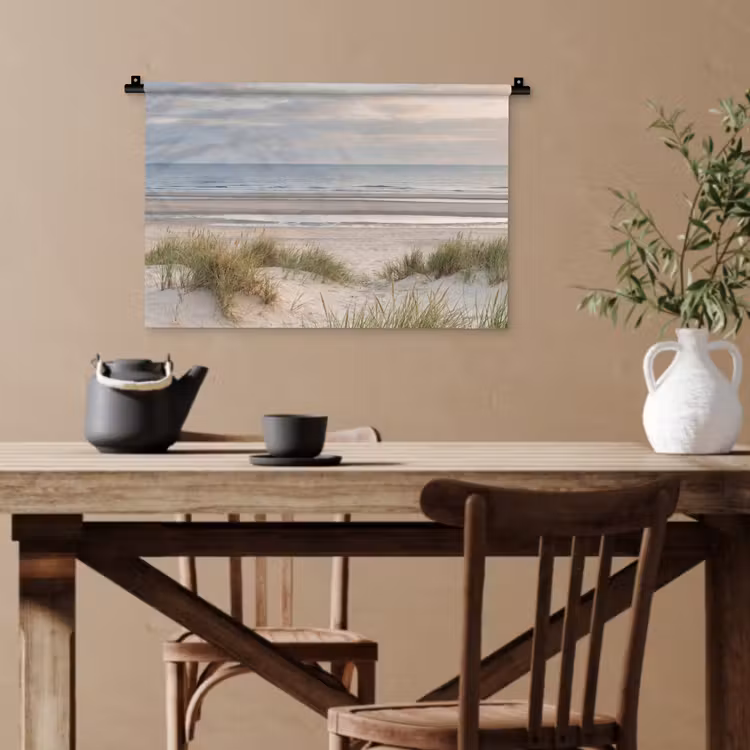 Zandstrand - Bewolkt - Duinen Wandkleed katoen klein -sfeer6