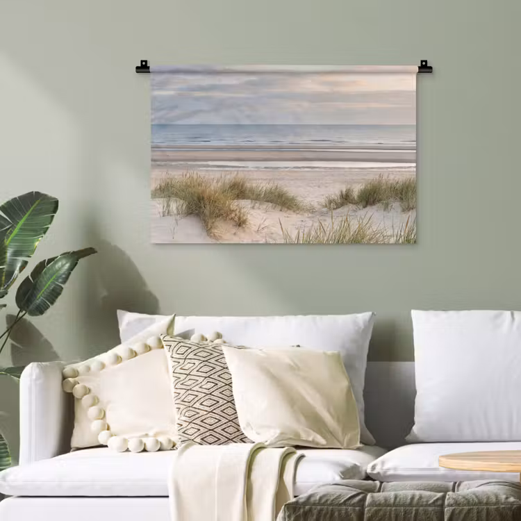 Zandstrand - Bewolkt - Duinen Wandkleed katoen klein -sfeer7