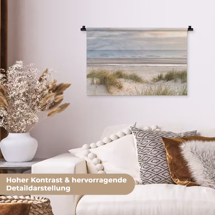 Zandstrand - Bewolkt - Duinen Wandkleed katoen klein -tsfeer1_DE