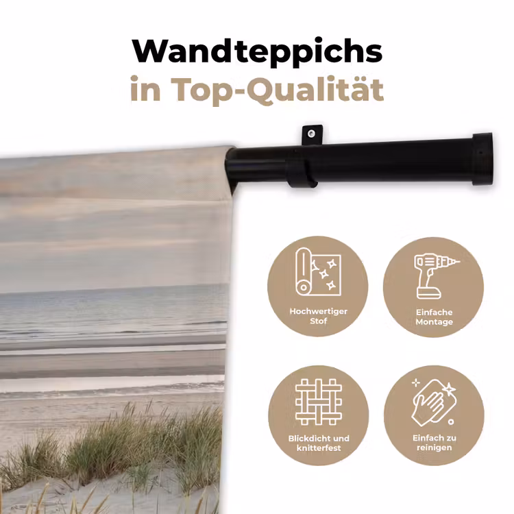 Zandstrand - Bewolkt - Duinen Wandkleed katoen klein -tsfeer2_DE