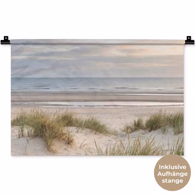 Zandstrand - Bewolkt - Duinen Wandkleed katoen klein -t3d_DE