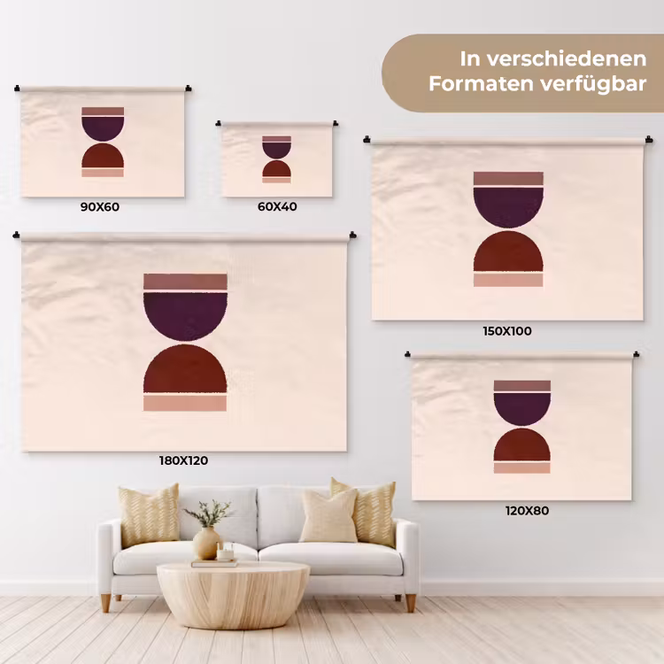 Zandloper - Symmetrisch - Rood - Paars Wandkleed katoen klein -tsfeer8_DE