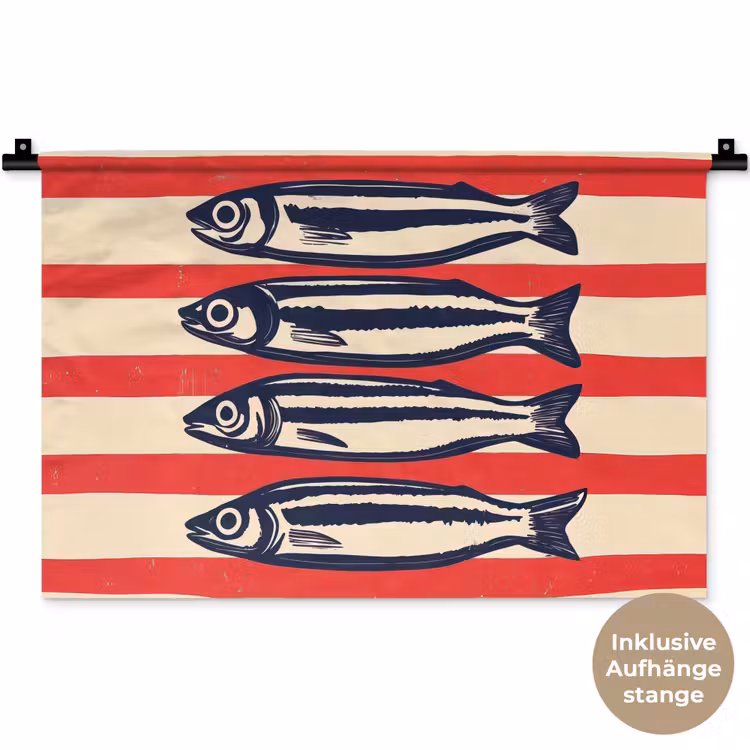 Sardines - Rood en beige strepen Wandkleed katoen klein -t3d_DE