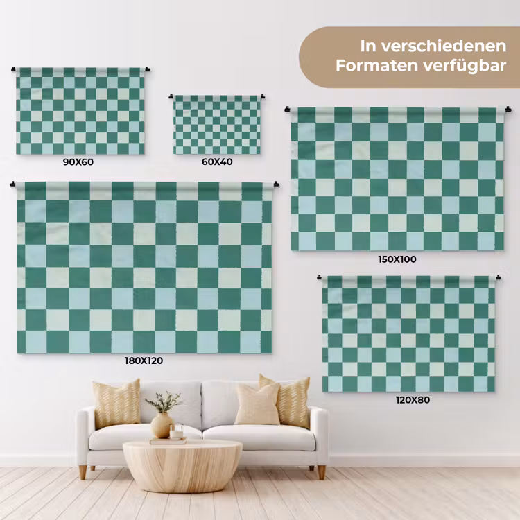 Schaak - Klassiek - Groen Wandkleed katoen klein 269 -tsfeer8_DE