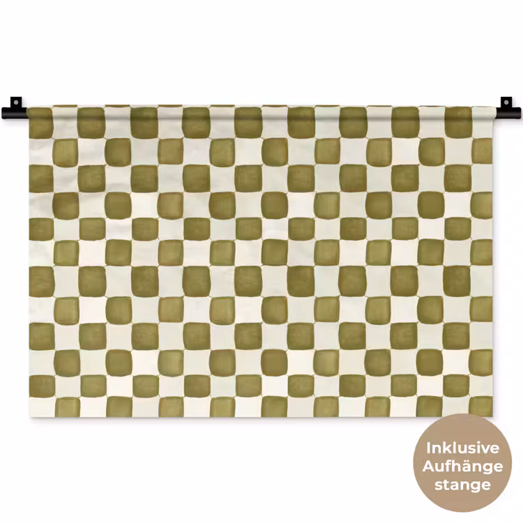 Schaak - Patroon - Groen Wandkleed katoen klein 269 -t3d_DE