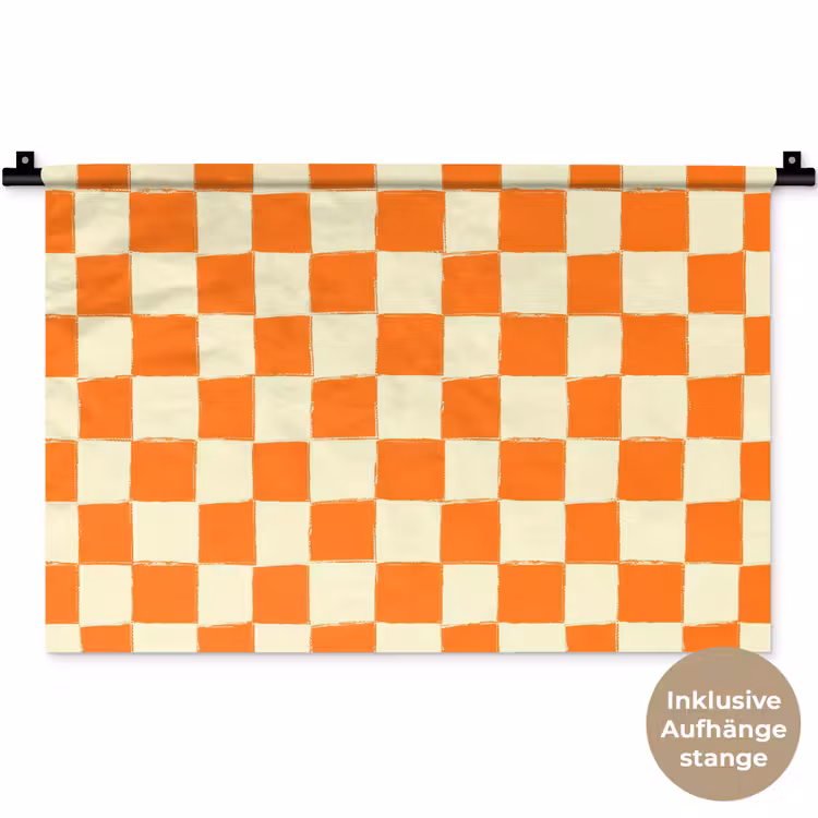 Schaak - Patroon - Oranje Wandkleed katoen klein 269 -t3d_DE