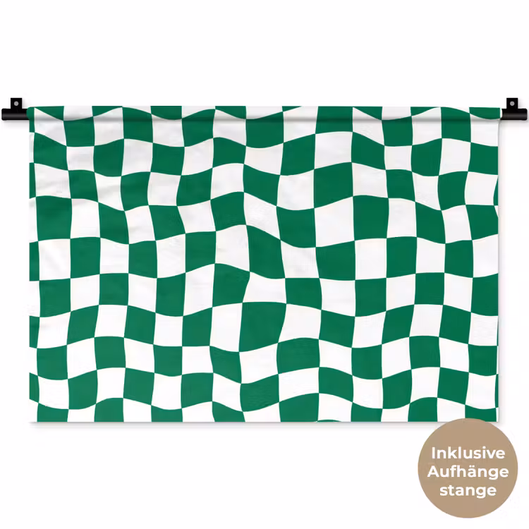 Schaakbord - Golvend - Groen Wandkleed katoen klein 269 -t3d_DE
