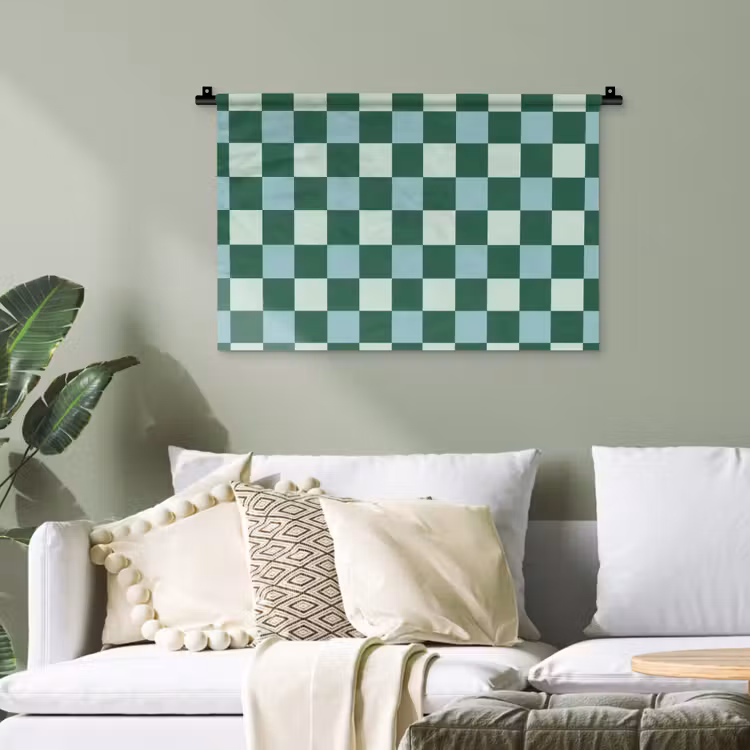 Schaakbord - Klassiek - Groen Wandkleed katoen klein 269 -sfeer7
