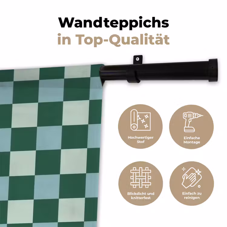 Schaakbord - Klassiek - Groen Wandkleed katoen klein 269 -tsfeer2_DE