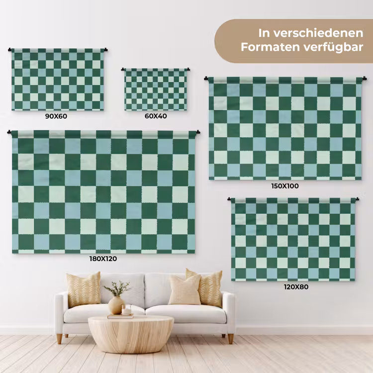 Schaakbord - Klassiek - Groen Wandkleed katoen klein 269 -tsfeer8_DE