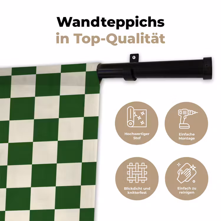 Schaakbord - Patroon - Groen Wandkleed katoen klein 269 -tsfeer2_DE