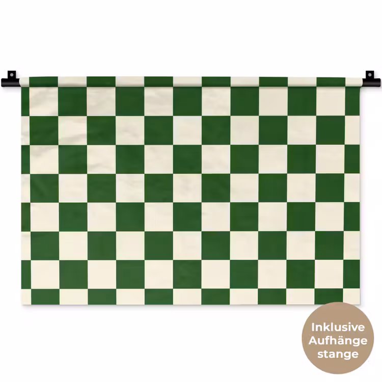 Schaakbord - Patroon - Groen Wandkleed katoen klein 269 -t3d_DE