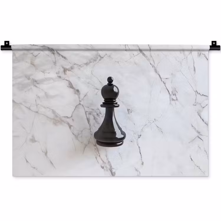 Schaakstuk - Loper - Zwart - Marmer Wandkleed katoen klein -zz3d