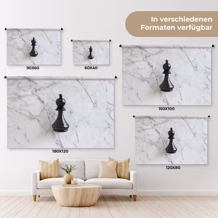 Schaakstuk - Loper - Zwart - Marmer Wandkleed katoen klein -tsfeer8_DE