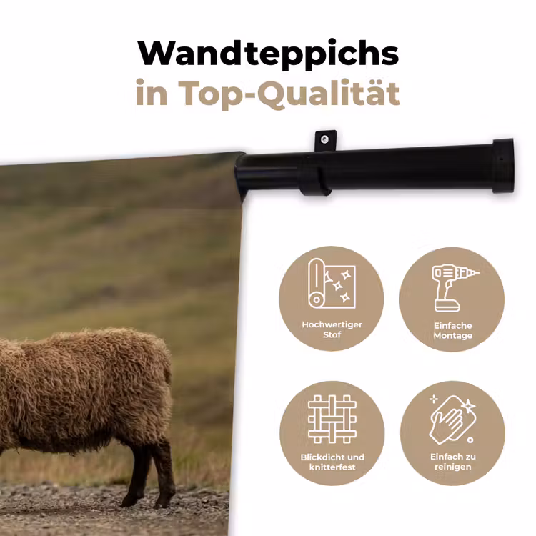 Schapen - Bruin - Wit - Grindpad Wandkleed katoen klein -tsfeer2_DE
