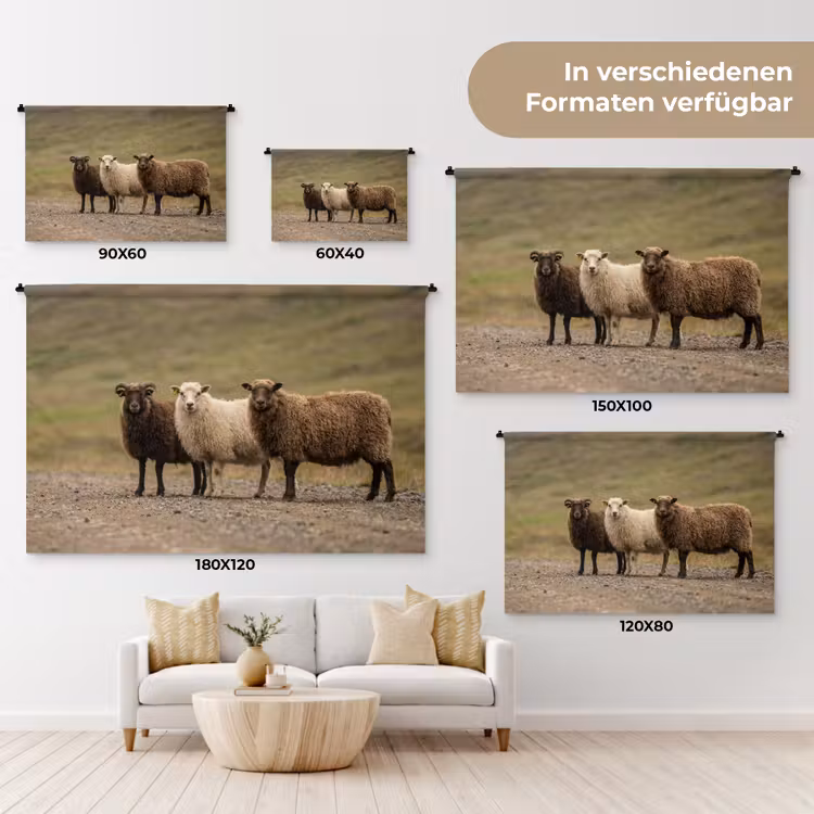 Schapen - Bruin - Wit - Grindpad Wandkleed katoen klein -tsfeer8_DE