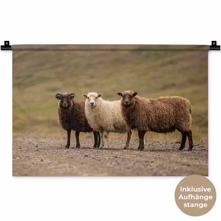 Schapen - Bruin - Wit - Grindpad Wandkleed katoen klein -t3d_DE