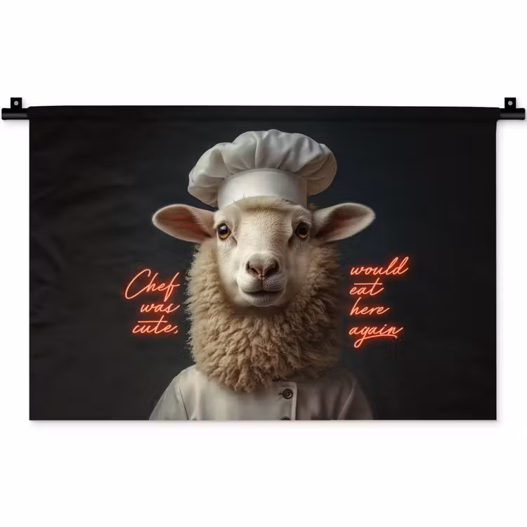 Schaap - Kokskleding - Neon - Quote Wandkleed katoen klein -zz3d