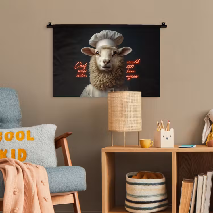 Schaap - Kokskleding - Neon - Quote Wandkleed katoen klein -wsfeer4_kind