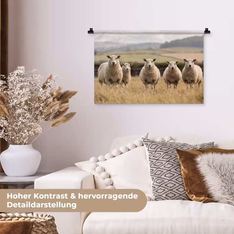 Schapen - Weidenlandschap - Heuvels Wandkleed katoen klein -tsfeer1_DE