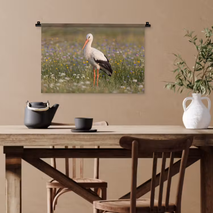 Ooienvaar - Bloemen - Weide - Kleurrijk Wandkleed katoen klein -sfeer6