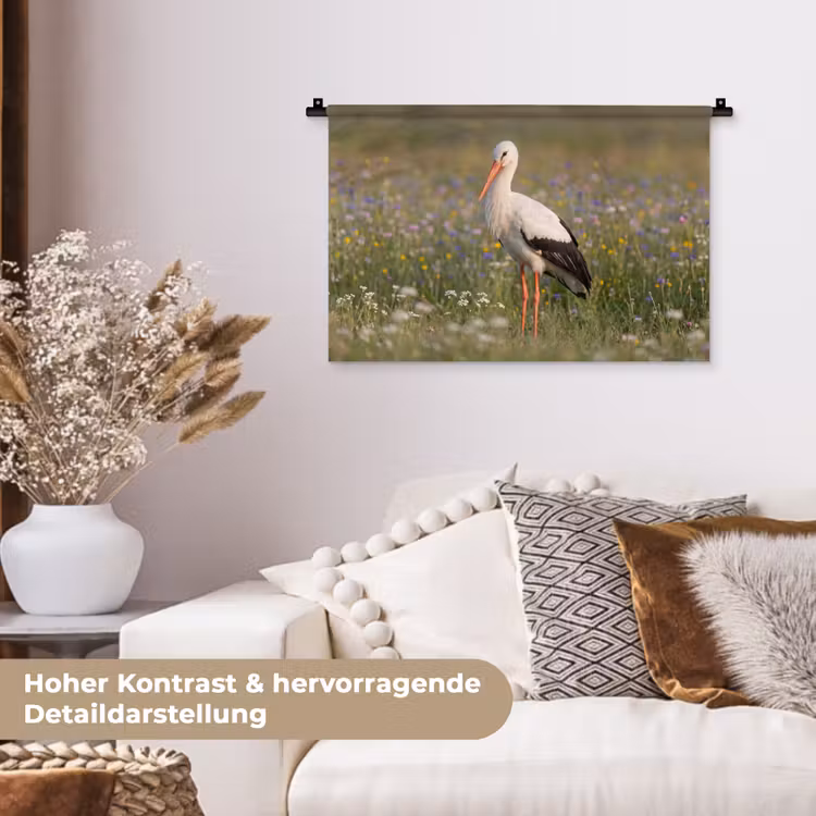 Ooienvaar - Bloemen - Weide - Kleurrijk Wandkleed katoen klein -tsfeer1_DE