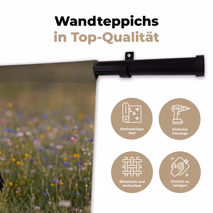 Ooienvaar - Bloemen - Weide - Kleurrijk Wandkleed katoen klein -tsfeer2_DE