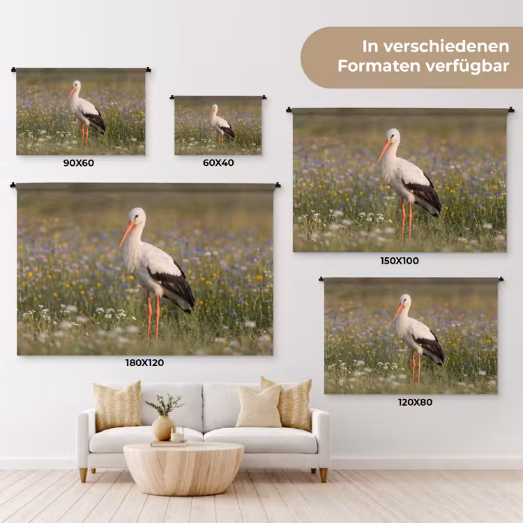 Ooienvaar - Bloemen - Weide - Kleurrijk Wandkleed katoen klein -tsfeer8_DE