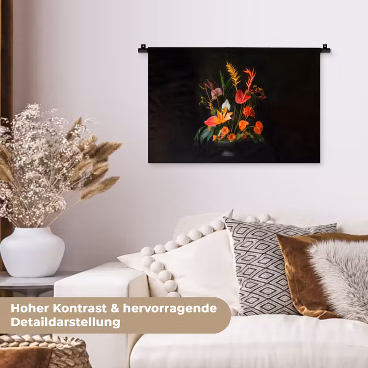 Schaal - Boeket - Bloemen Wandkleed katoen klein -tsfeer1_DE