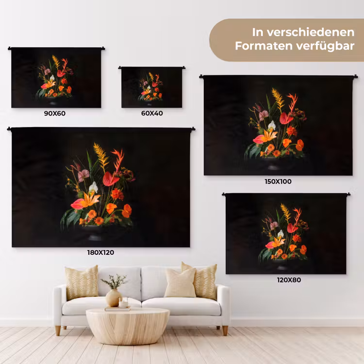 Schaal - Boeket - Bloemen Wandkleed katoen klein -tsfeer8_DE