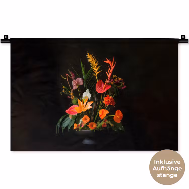 Schaal - Boeket - Bloemen Wandkleed katoen klein -t3d_DE