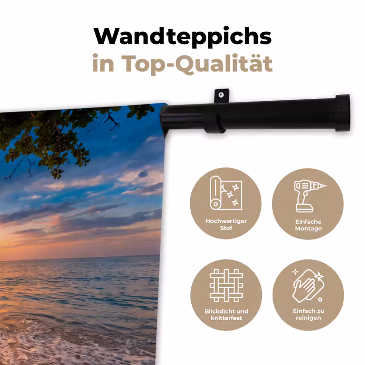 Schommel - Strand - Zonsondergang - Natuur - Oranje Wandkleed katoen klein -tsfeer2_DE